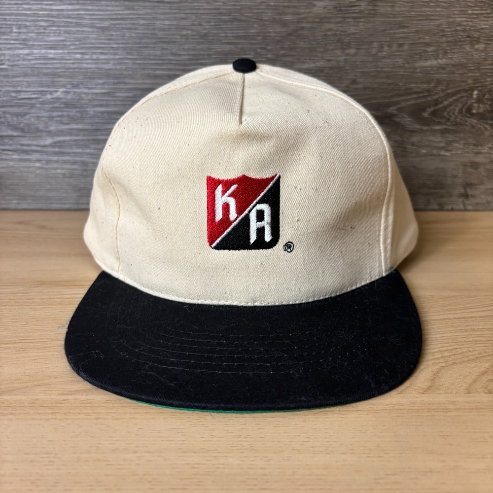 Vintage Kraus Anderson Hat Cap Snap Back Cream Black Trucker Mens One Size